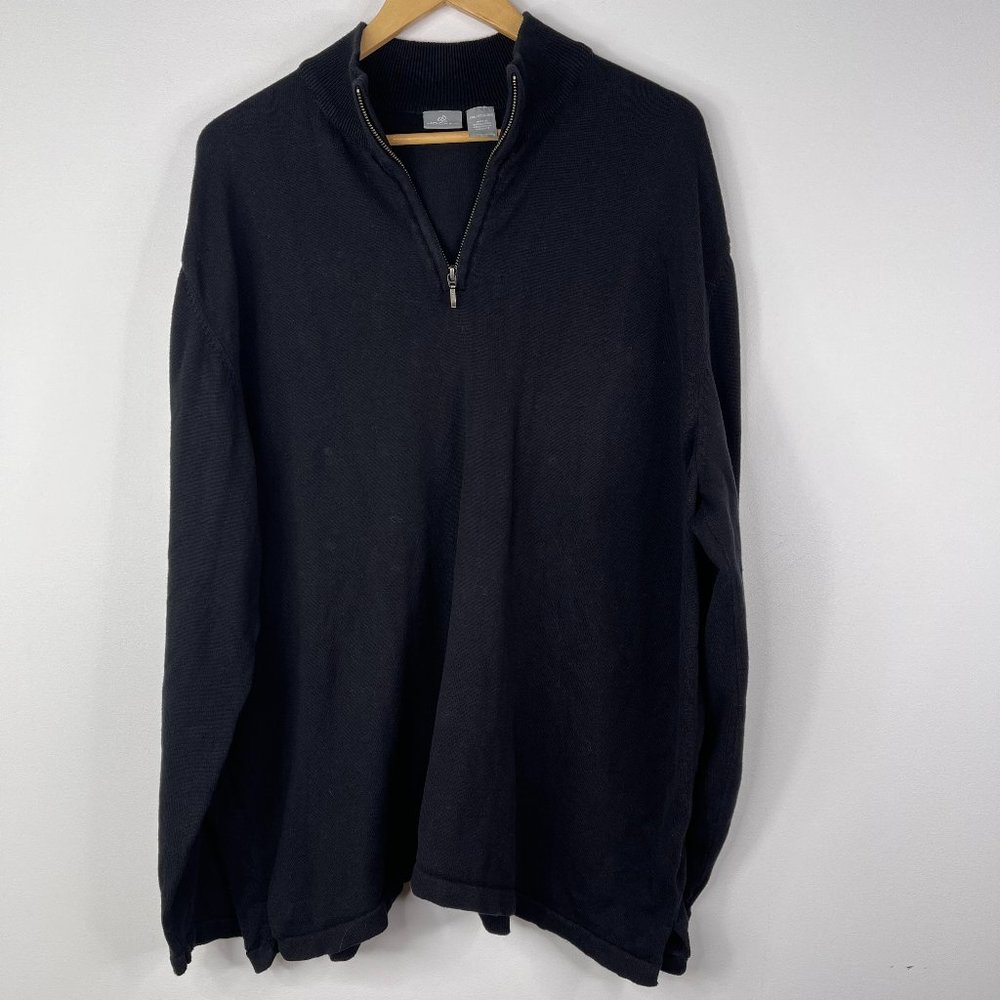 JOCKEY Men Black Quarter Zip Soft Knit Pullover Long Sleeve Sweater Top Size 3XL